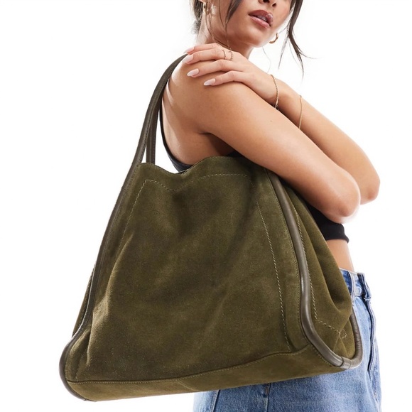 ASOS Handbags - ASOS Green Suede Tote Bag